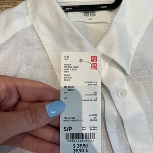 White linen Uniqlo shirt